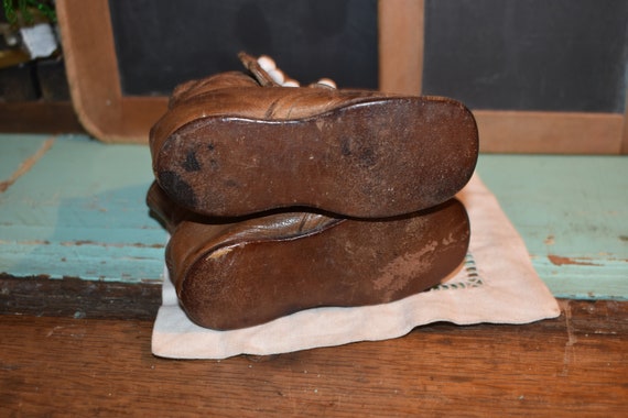 Vintage Victorian High Top Baby Boots / Antique Brown Leather Baby