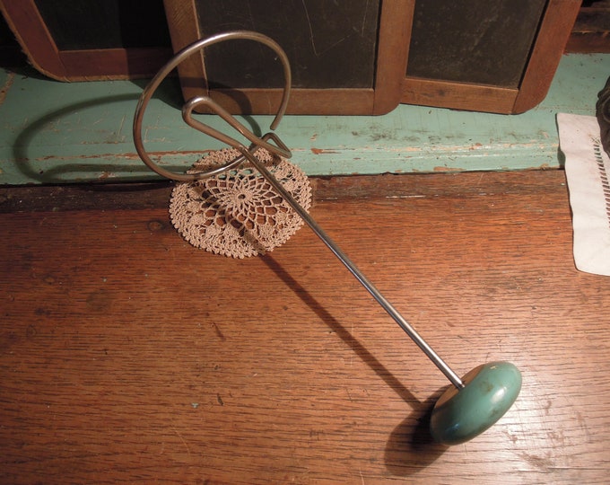 Vintage Hat Display Stand / Blue Wood Metal Hat Stand / Hat Display