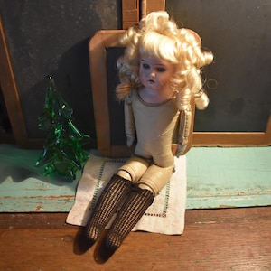 Antique German Doll / Kid Leather and Bisque Doll / Made in Germany