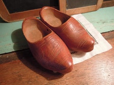 Pair of Embossed Mens Leather Clogs, France, Circa 1900