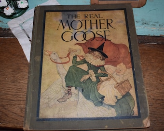 Libro de cuentos para niños vintage / Vintage 1916 The Real Mother Goose Book / Rand McNally & Co. Chicago / Libro infantil antiguo de 1900