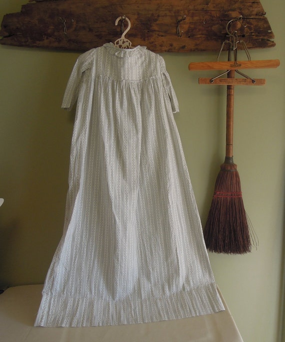 Antique Victorian Child's Dress / White Cotton Geo
