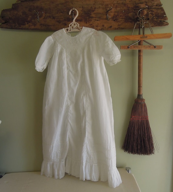 Antique Victorian Girls Dress / Edwardian Cotton … - image 1