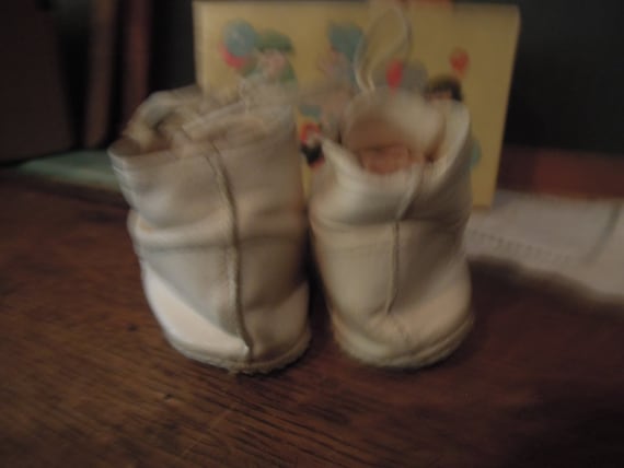 Antique Leather Baby Bots / Blue Accent Baby Shoe… - image 5
