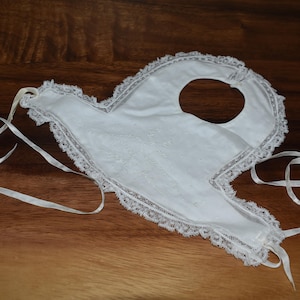 Vintage French Baby Bib White Embroidered / Best & Co. Embroidered Bibs / Hand Made in France