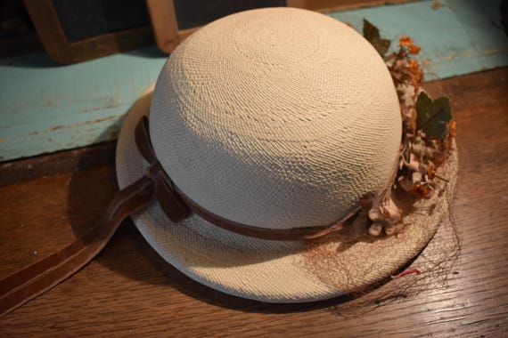 Vintage Panama Child's Straw Hat / Girls Straw Ha… - image 5