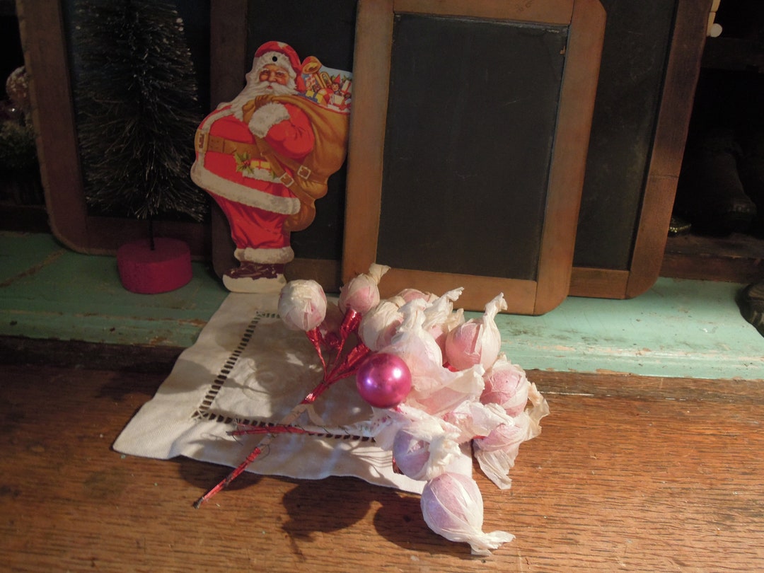Vintage Christmas Ornaments / Pink Glass Red Wired Ornaments / Etsy