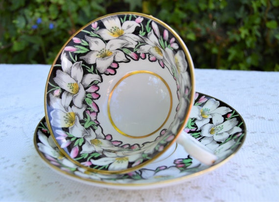 Vintage Rosina Kwiatowy Wzór Filiżanka I Spodek 1952 Etsy