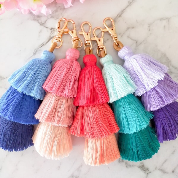 Tri Coloured Tassel Keychain | Tassel Keychain | Tassel Keyring