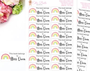 This Book Belongs to stickers | Rainbow | Book Stickers | Teacher Stickers | Merit Stickers | Personalized Teacher Stickers