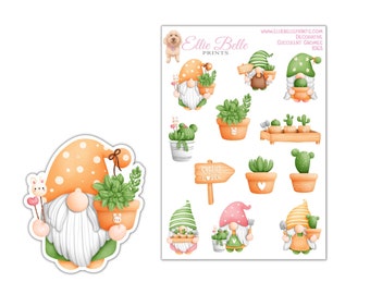 Succulent Gnomes  | Gardening Stickers | Gnome Stickers | Succulent Stickers