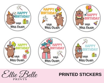 Personalised Teacher Stickers (Birthday Bears) | Personalised Teacher Merit Stickers | Personalized Teacher Stickers | Teacher Stickers