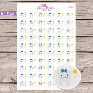 Autocollant de fée des dents - BOY Autocollants planificateurs (fr) Happy Planner, Erin Condren, Planificateur de prunes - 226