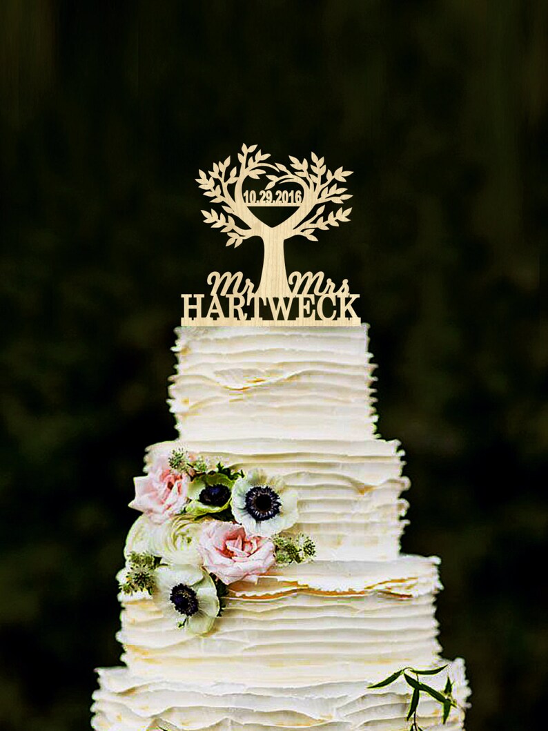Tree Cake Topper Wedding Rustic Cake Topper Wood Cake Topper Etsy