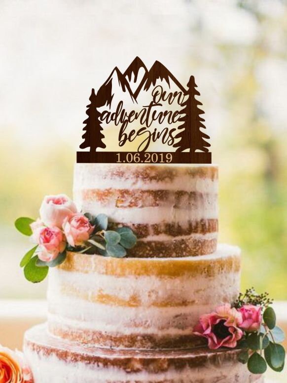 Our Adventure Begins Cake Topper Travel Wedding Cake Toppers Etsy