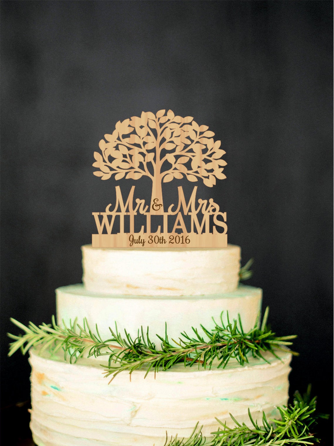 Mr Mrs Wedding Cake Topper With Tree Personalized Wood Tree Etsy