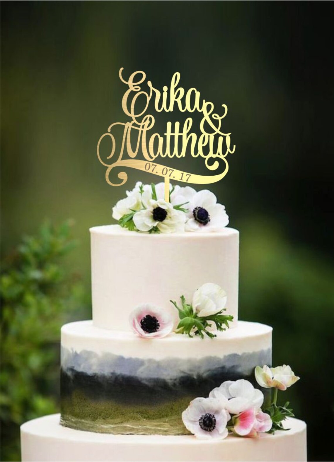 Names and Date Cake Topper Personalized Wedding Cake Topper Etsy