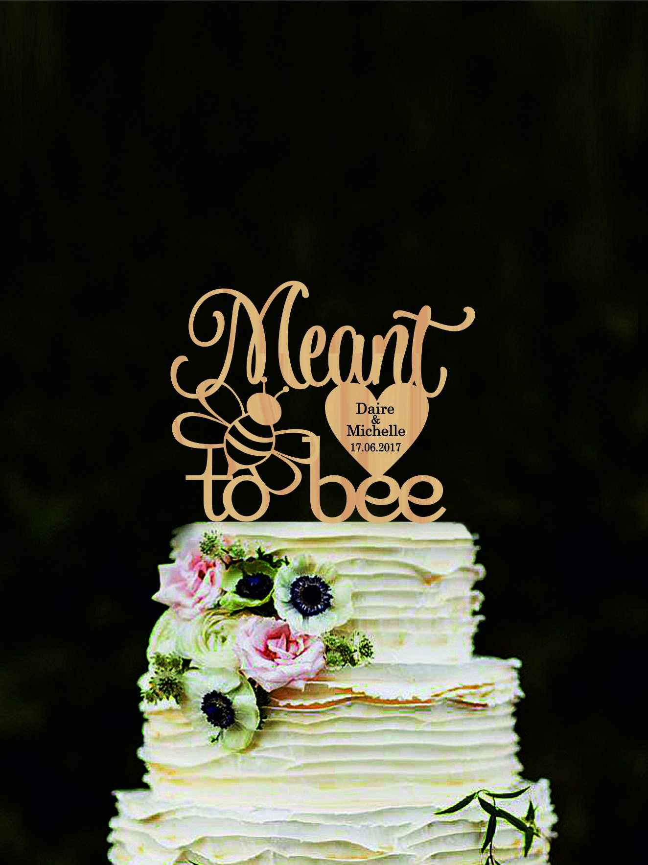 Meant to Bee Wedding Cake Topper Meant To Be with heart and | Etsy