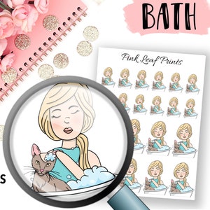 Cat Bath | Planner Girls | Planner Sticker Quarter Sheet