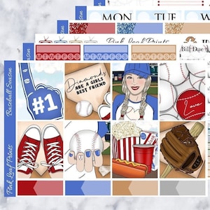 Matte Baseball Season A La Carte Weekly Planner Sticker Kit image 1