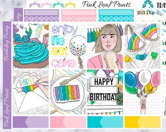 Glossy | Birthday Party | Weekly Planner Sticker Kit