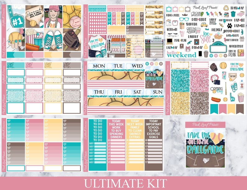 Matte Softball Season A La Carte Weekly Planner Sticker Kit image 5