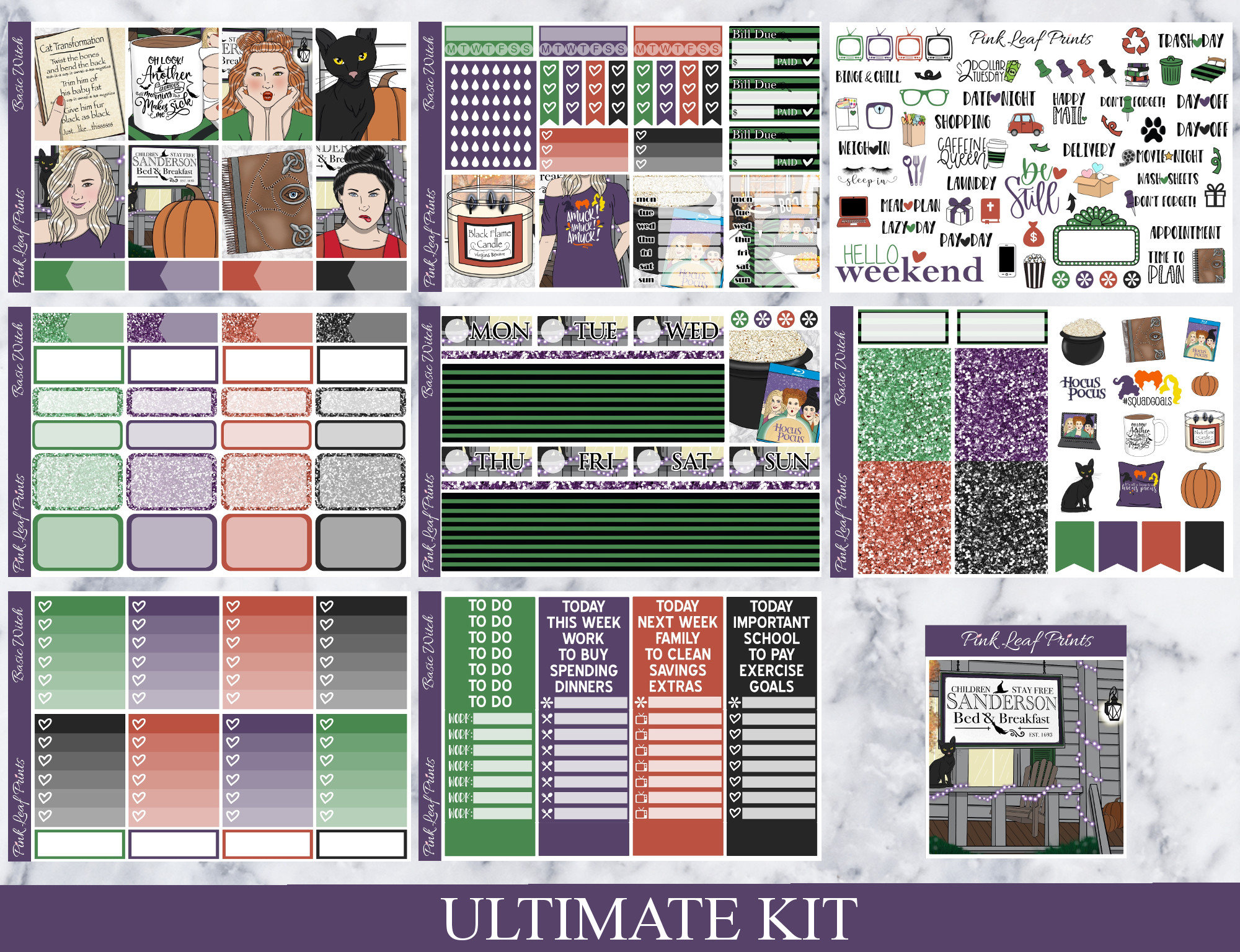 Glossy | Basic Witch | A La Carte Weekly Planner Sticker Kit - Etsy