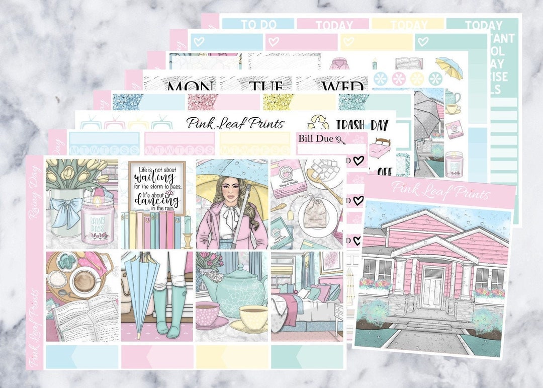 Matte | Rainy Day | A La Carte Weekly Planner Sticker Kit - Etsy