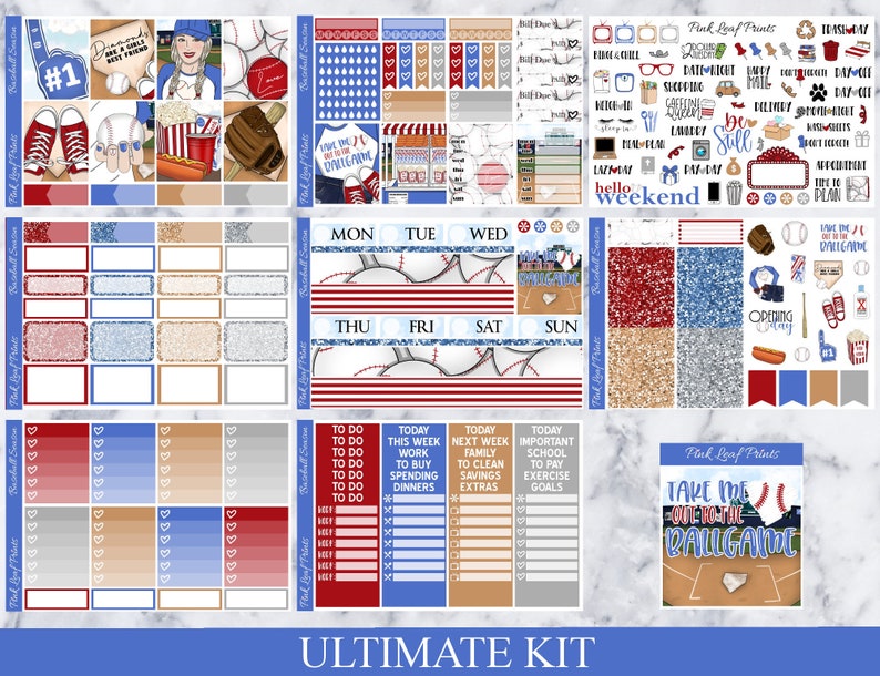 Matte Baseball Season A La Carte Weekly Planner Sticker Kit image 5
