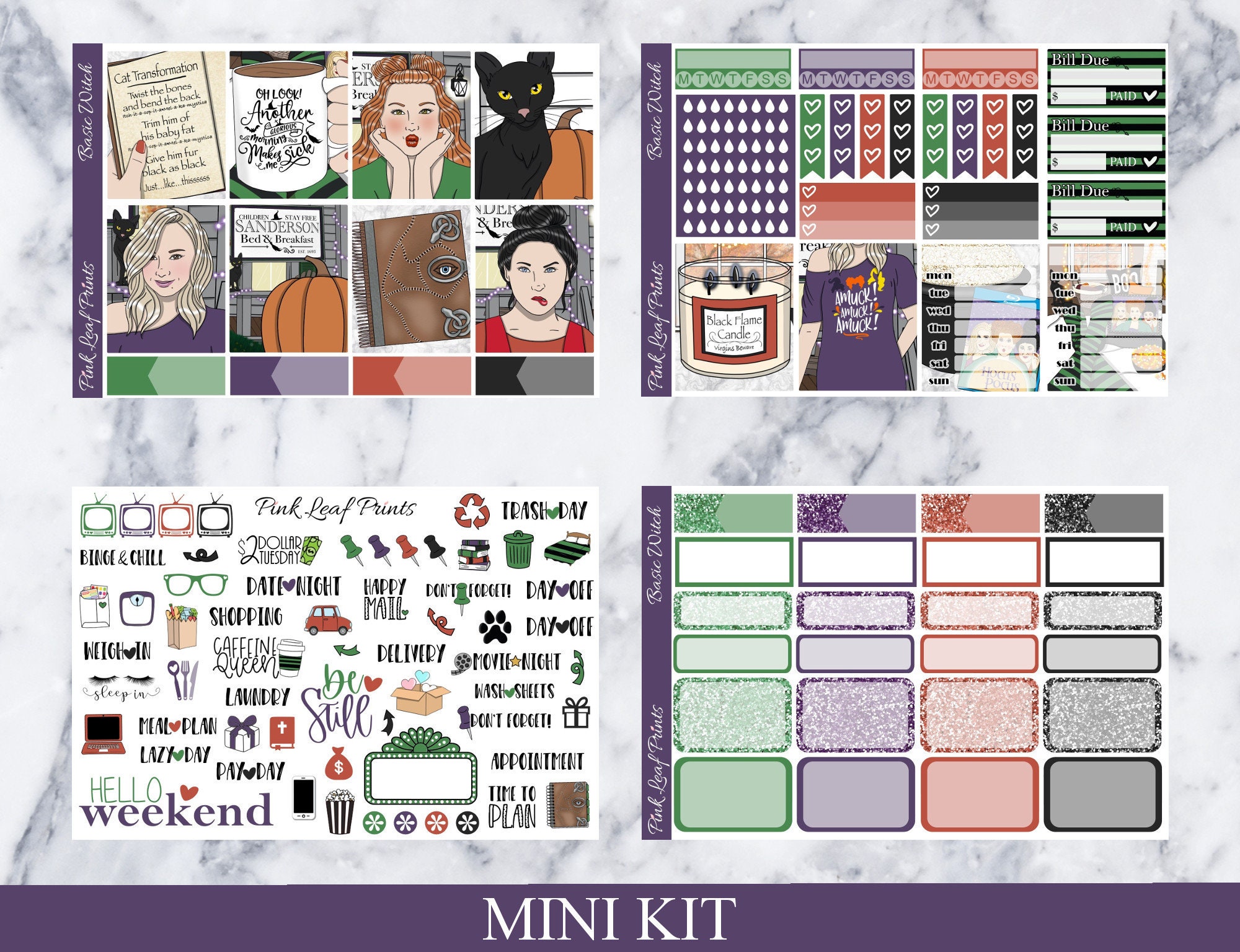 Glossy | Basic Witch | A La Carte Weekly Planner Sticker Kit - Etsy