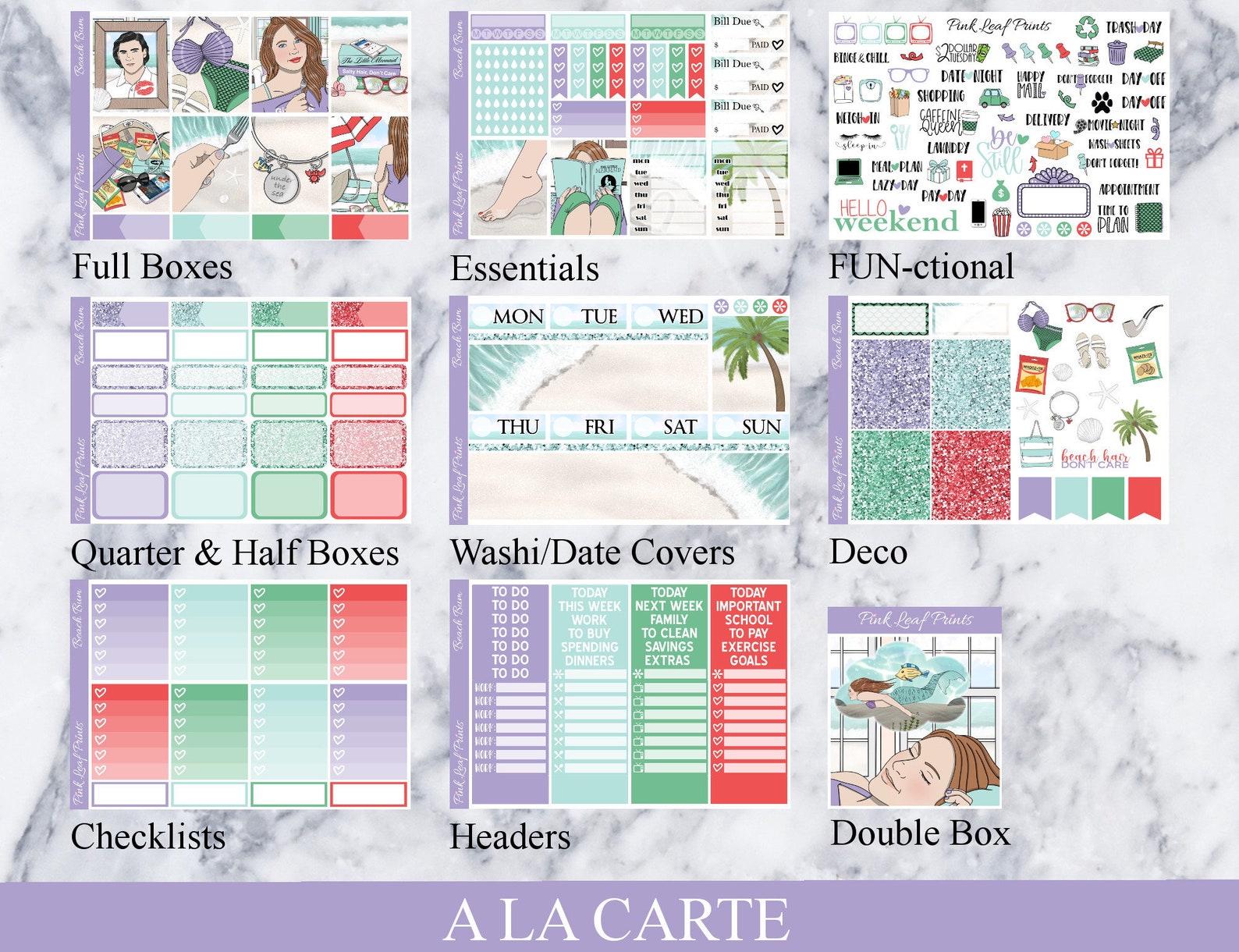 Glossy Beach Bum A La Carte Weekly Planner Sticker Kit - Etsy