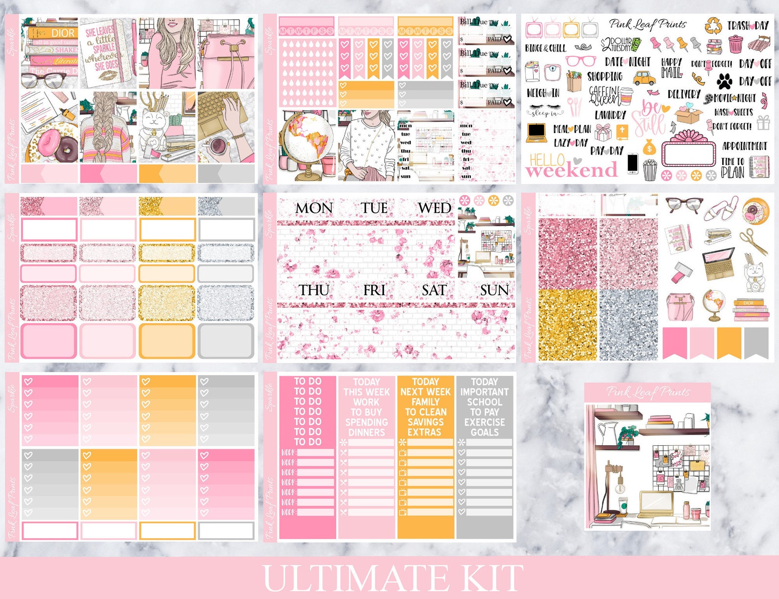 Matte | Sparkle | A La Carte Weekly Planner Sticker Kit - Etsy