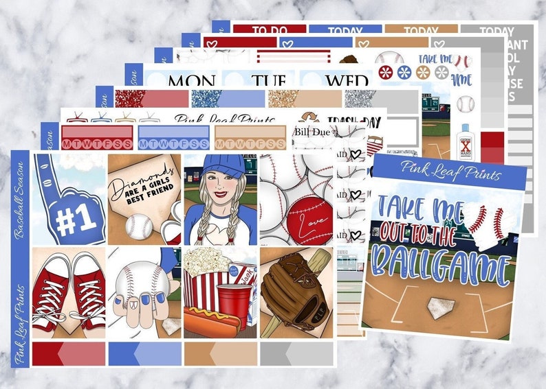 Matte Baseball Season A La Carte Weekly Planner Sticker Kit image 1