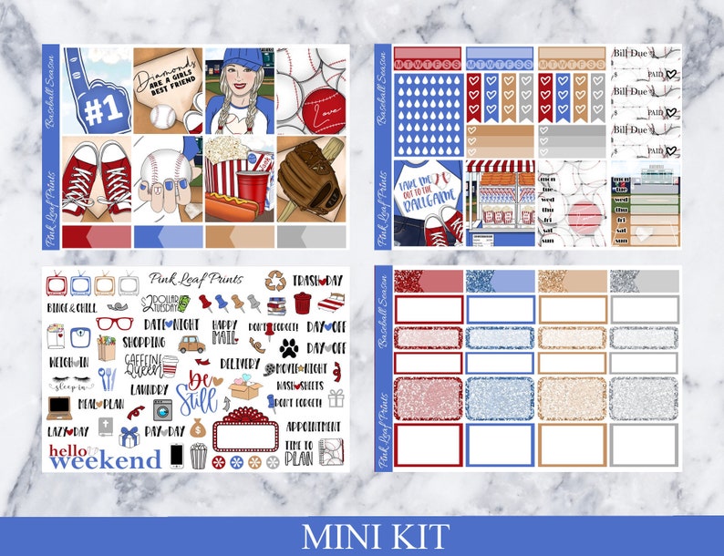 Matte Baseball Season A La Carte Weekly Planner Sticker Kit Bild 7