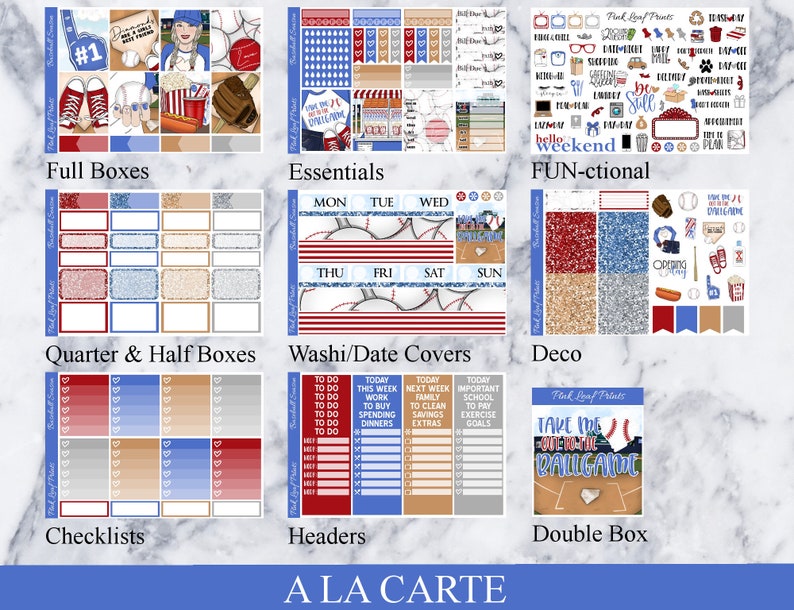 Matte Baseball Season A La Carte Weekly Planner Sticker Kit image 4