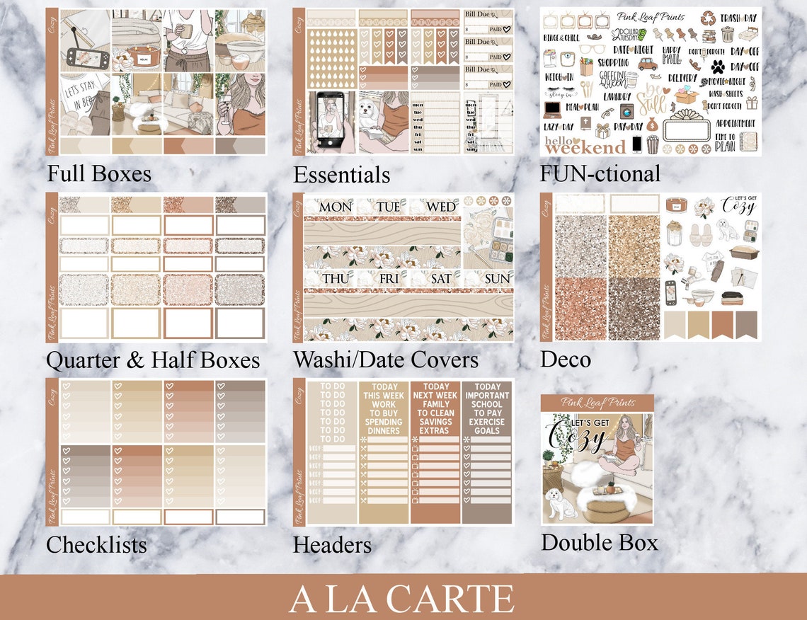 Matte | Cozy | A La Carte Weekly Planner Sticker Kit - Etsy