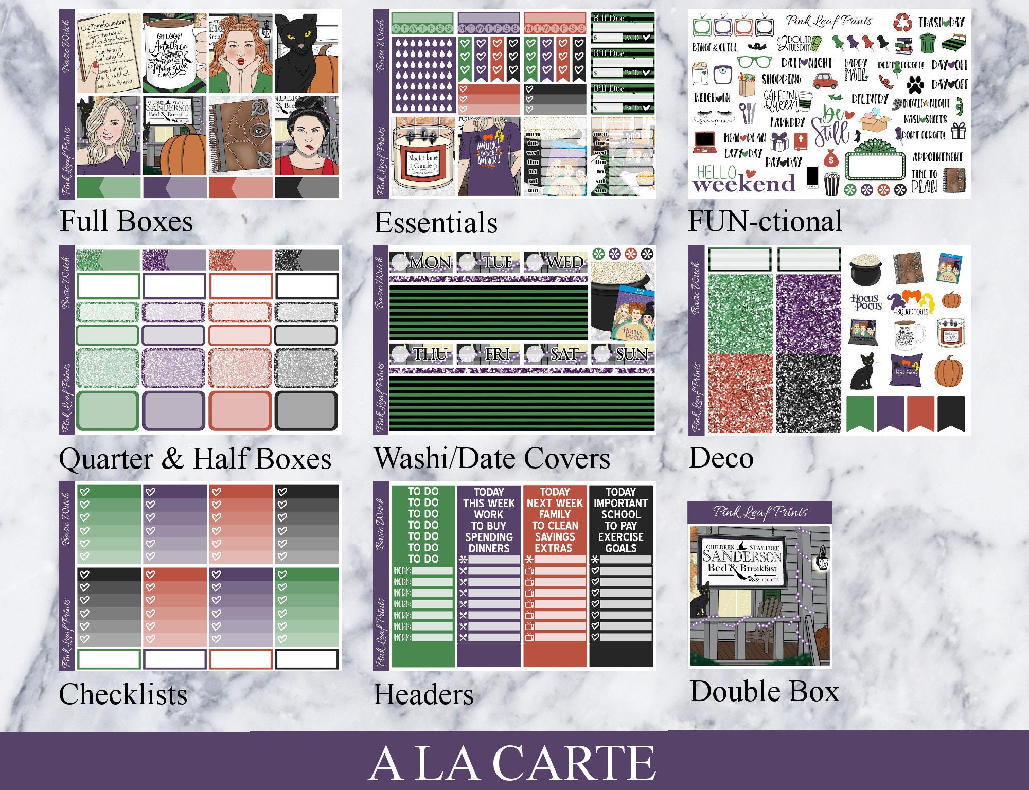 Glossy | Basic Witch | A La Carte Weekly Planner Sticker Kit - Etsy