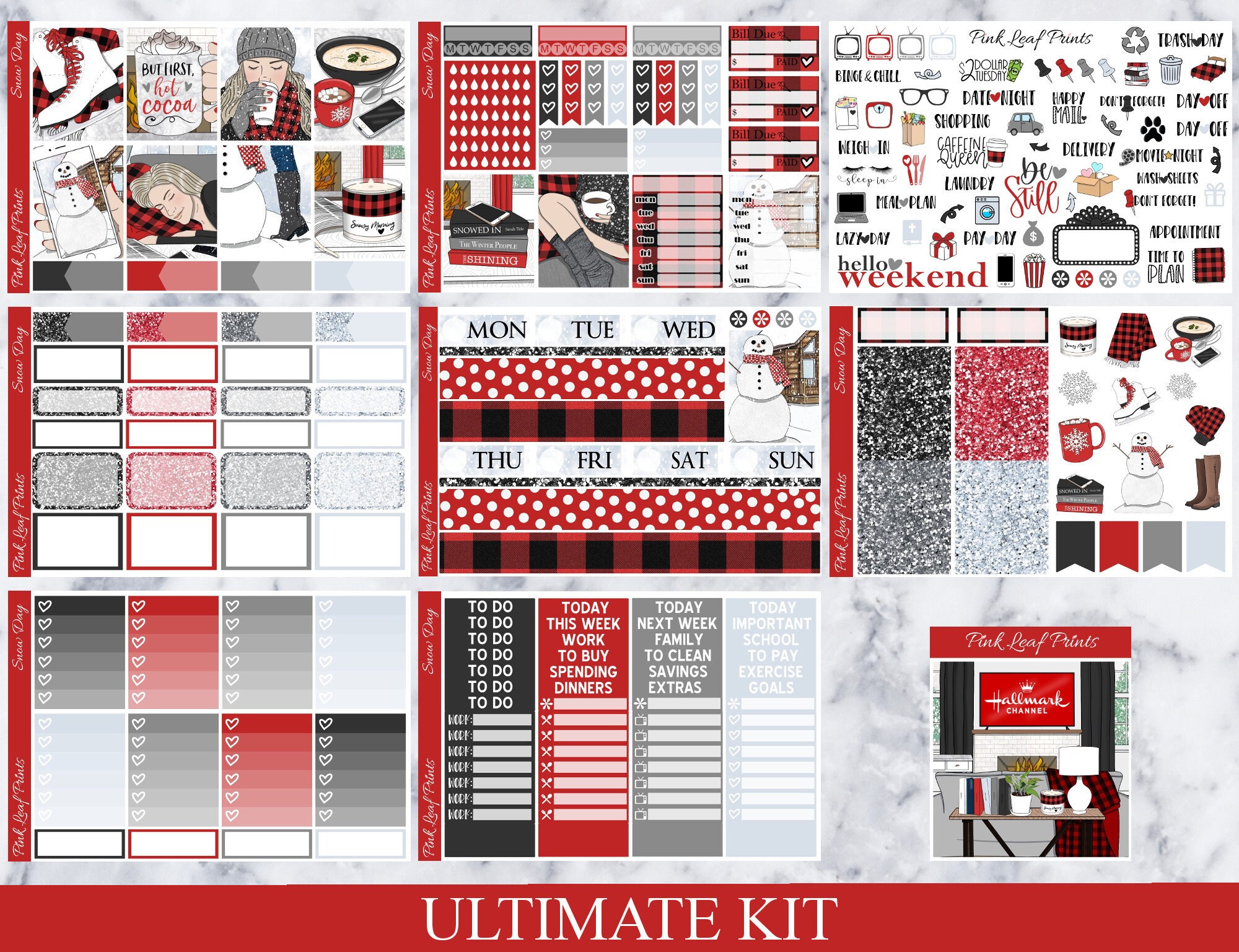 Matte | Snow Day | A La Carte Weekly Planner Sticker Kit - Etsy