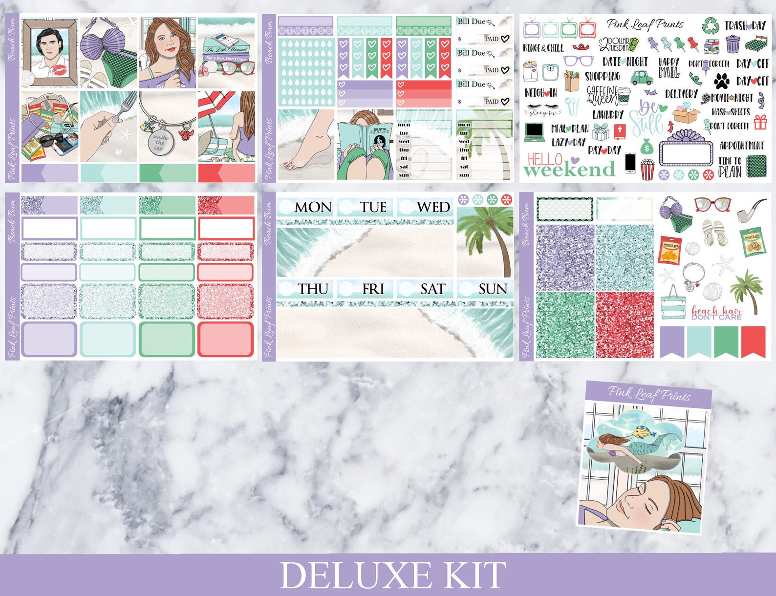 Glossy Beach Bum A La Carte Weekly Planner Sticker Kit - Etsy