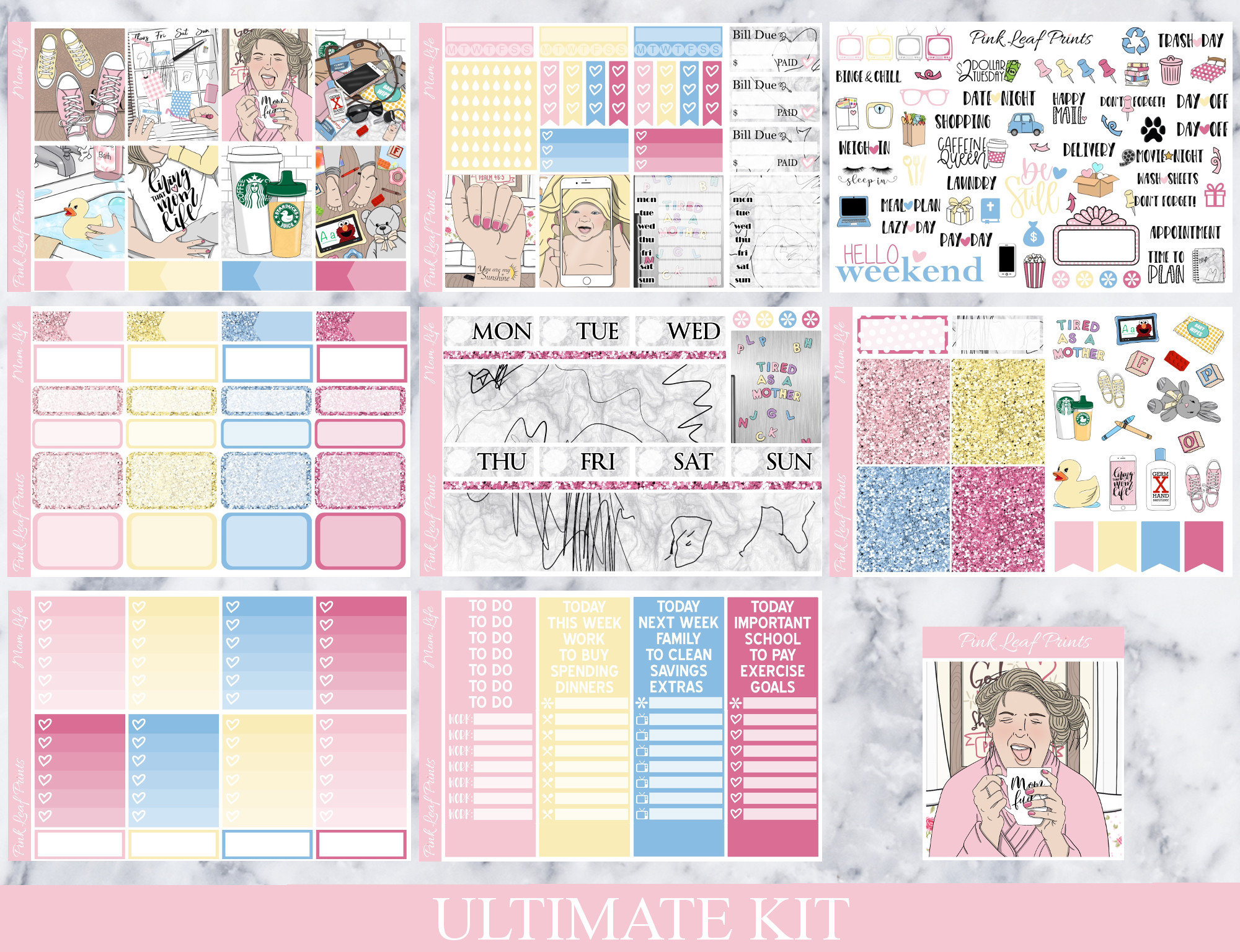 Matte | Mom Life | A La Carte Weekly Planner Sticker Kit - Etsy