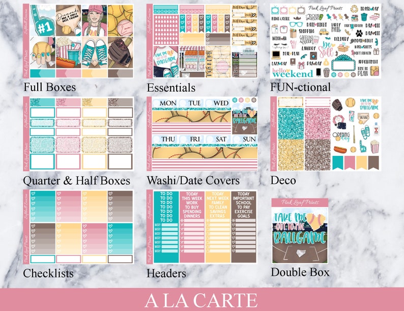 Matte Softball Season A La Carte Weekly Planner Sticker Kit image 4