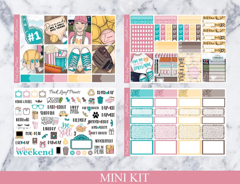 Matte Softball Season A La Carte Weekly Planner Sticker Kit image 7