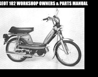 Instrukcja obsługi i części do warsztatu motoroweru PEUGEOT 102 - 250 stron do przeglądu i tuningu skuterów