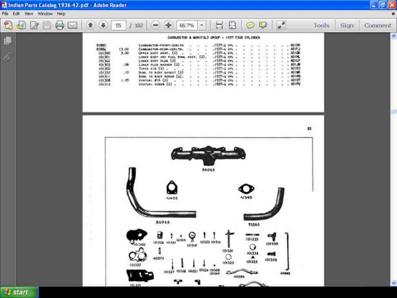 19361942 INDIAN Motorcycle Parts MANUAL 180pgs With Part Etsy