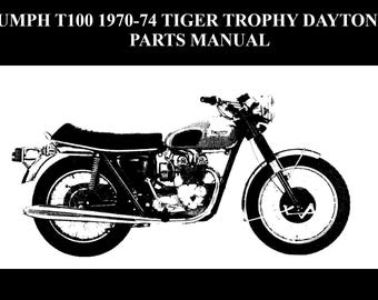 TRIUMPH T100 Parts Manual - 400 pages with Exploded Diagrams for 1970 1971 1972 1973 1974 500cc Tiger Trophy Daytona Motorcycle Service