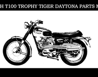 TRIUMPH T100 Parts Manual - 340 pages with Exploded Diagrams for 1966 1967 1968 1969 500cc Tiger Trophy Daytona Motorcycle Service