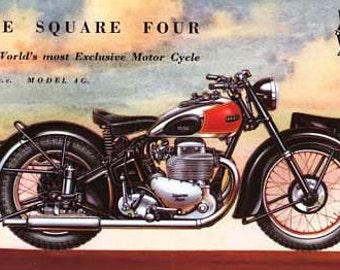 ARIEL SQUARE FOUR 4 Service & Parts Manuals  - 100pgs with Motorcycle Repair Workshop and Tuning Data Brochure Art and detailed diagrams