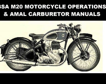 Instrukcje obsługi i konserwacji BSA M20 - 110 stron dla motocykla M-20 500 cm3, w tym serwis, strojenie i naprawa gaźnika Amal