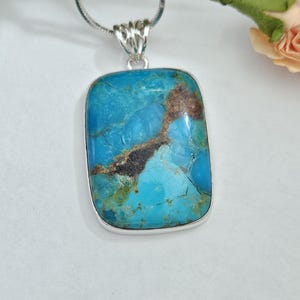 Genuine Kingman Turquoise Sterling Silver Pendant