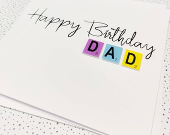Handmade "Happy Birthday Dad" Letter Tile Card